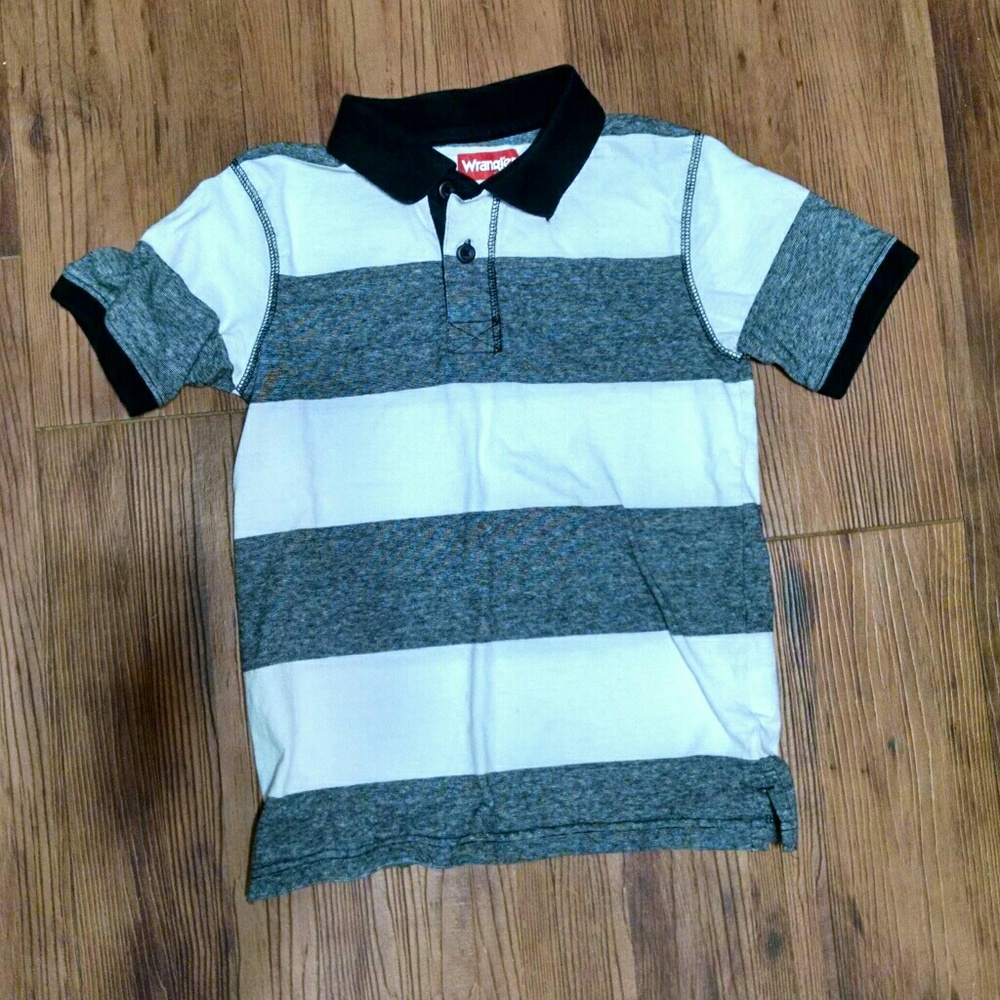 Wrangler Black & White Striped Polo Shirt